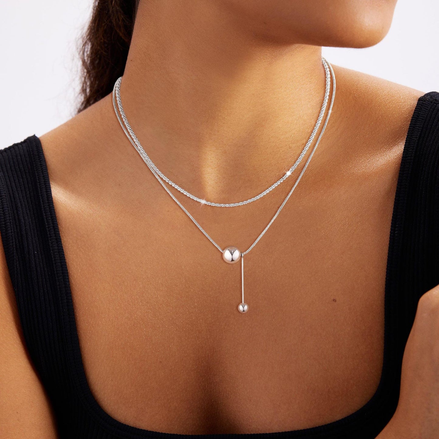 Long Double Pendant Necklace